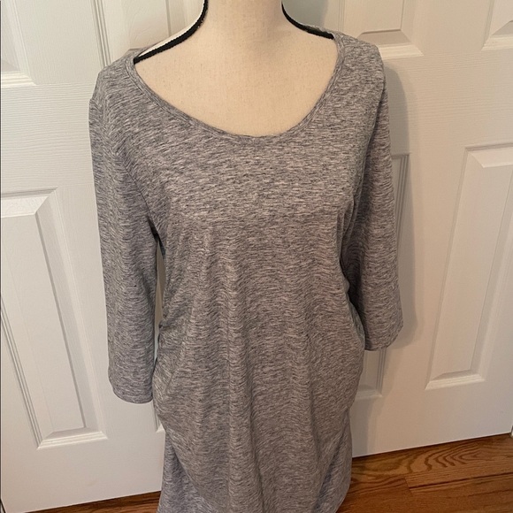 Liz Lange Maternity Gray Long Sleeve Dress Ruched Sides XL EUC Comfortable - Picture 2 of 7